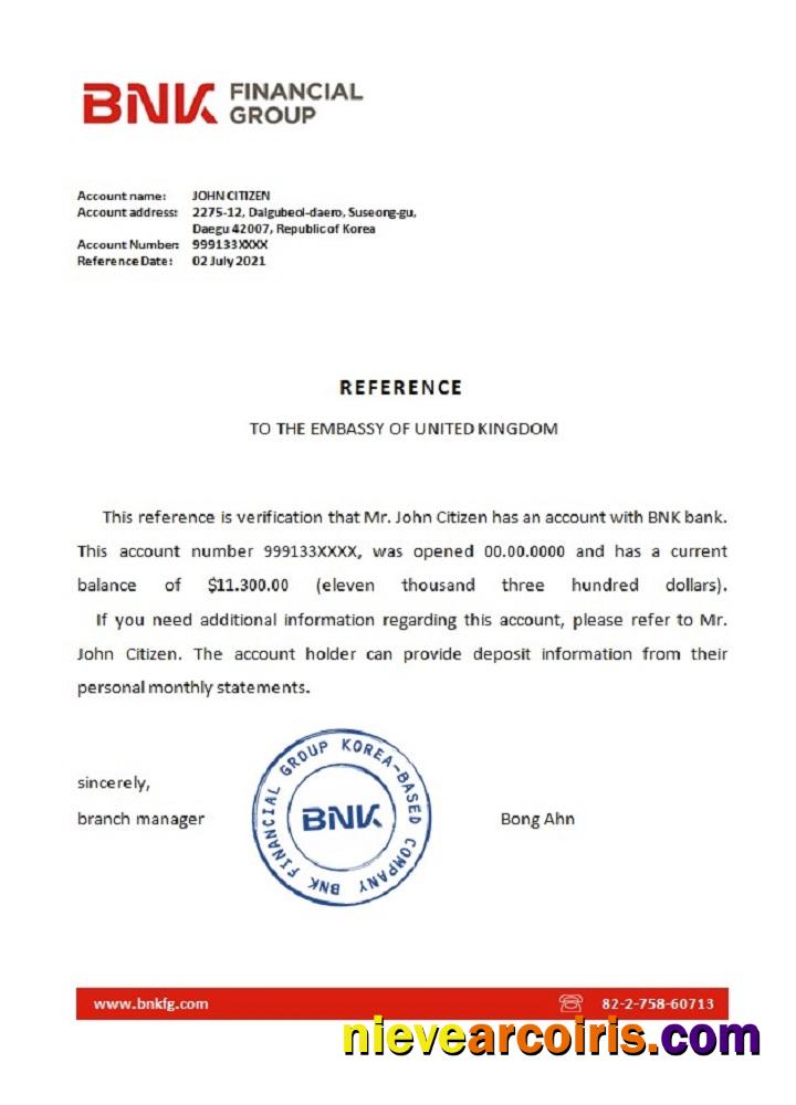 Korea BNK bank reference